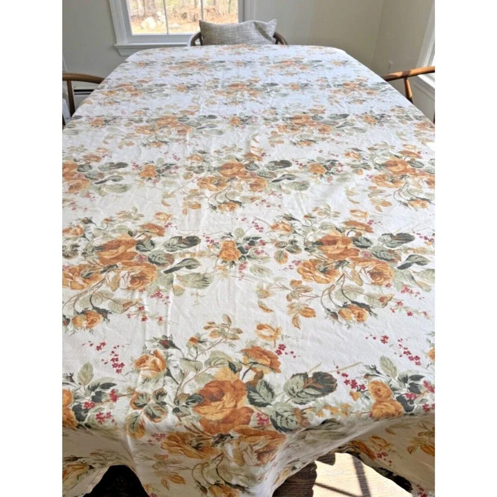 Le Telerie Toscane Heirloom Tablecloth 100% Cotton Floral Luxury Italy 96x66